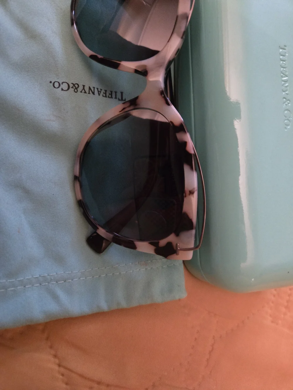 Tiffany & Co. Tortoiseshell Cat-Eye Glasses with Blue Case TF 2166